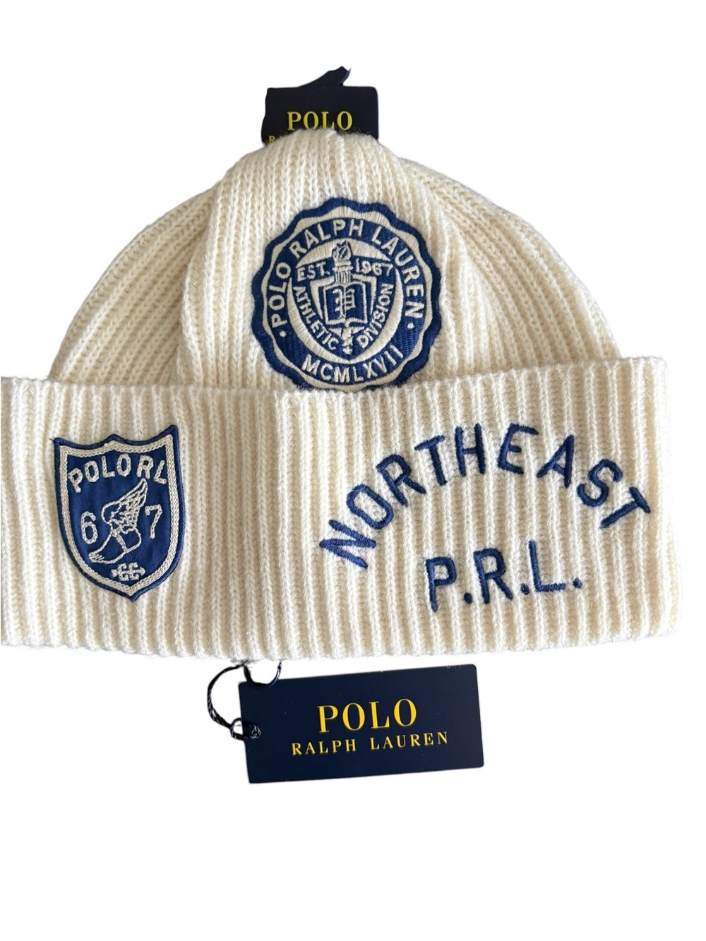 Polo Ralph Lauren White Wool Beanie Hat OS